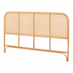 bali & pari Agota Natural Rattan Standalone Headboard - Handwoven Wicker Panel with Rounded Corners and Rattan Frame, Coastal Boho Style Bedroom Decor, Queen
